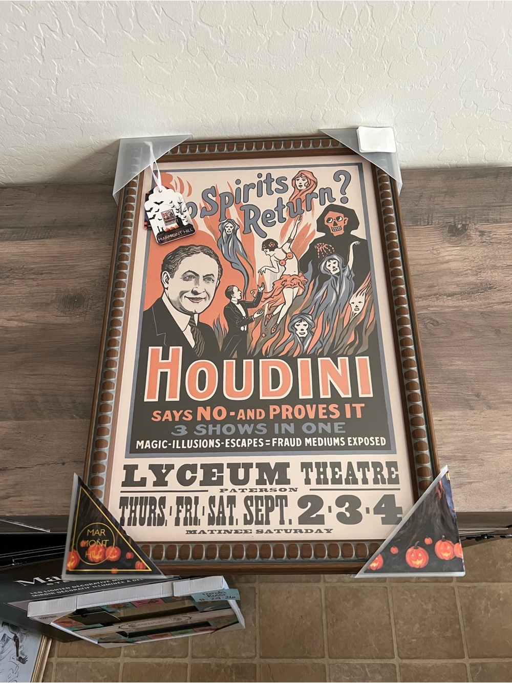 Marmont Hill Houdini Do Spirits Return Vintage Halloween Glass Framed Wall Ar